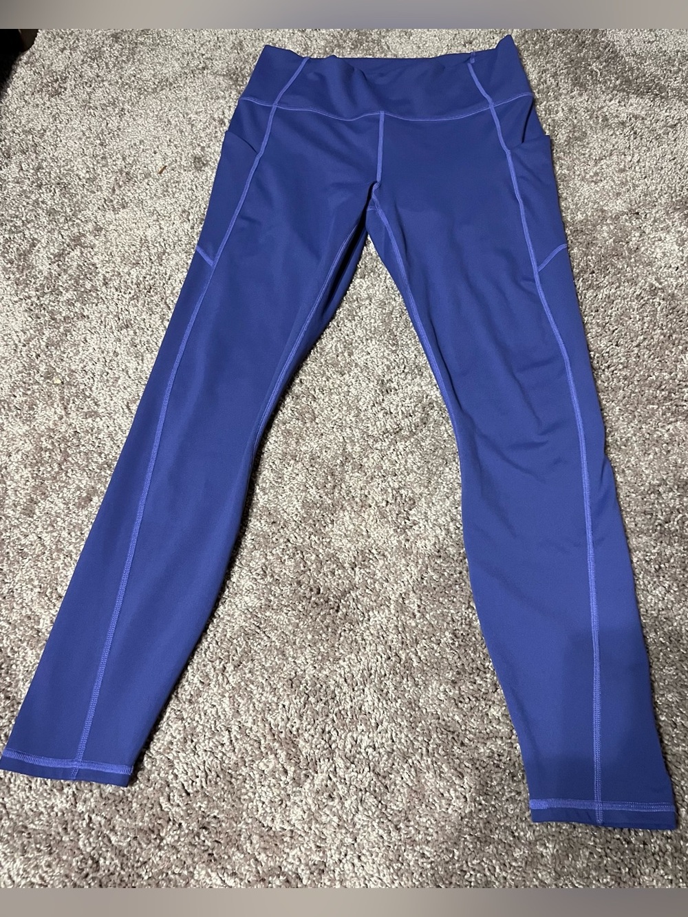 Fabletics Purple PureLuxe Leggings with Contrast Stitching